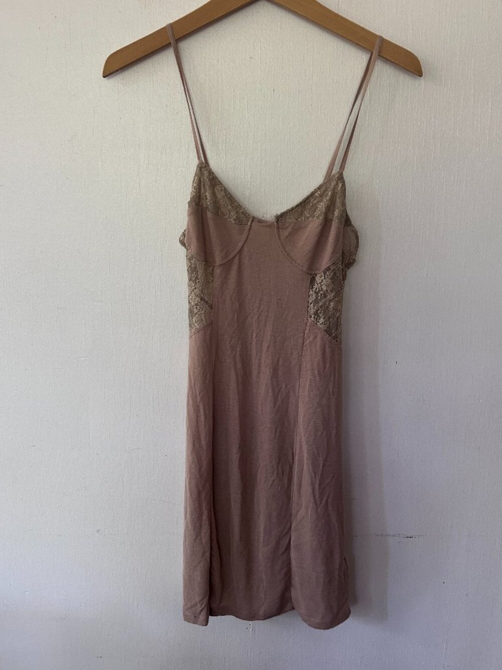 Silence + Noise Neutral Nightgown Womens Small Lace Minimalist Nightie Sexy